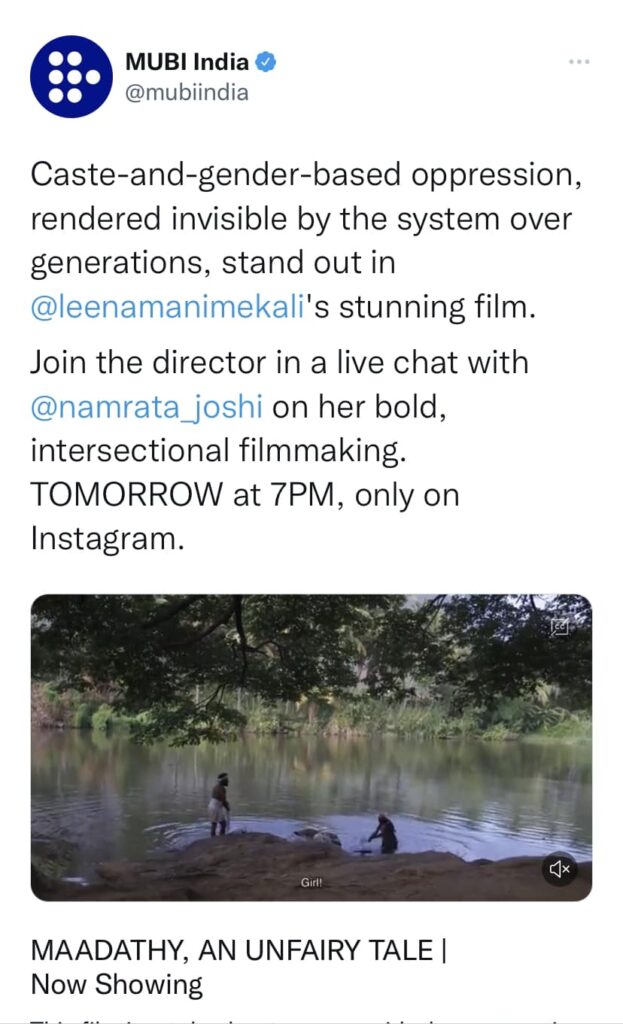 Will be going live in next two minutes. Follow @mubiindia Insta handle. See you soon🙌🏽